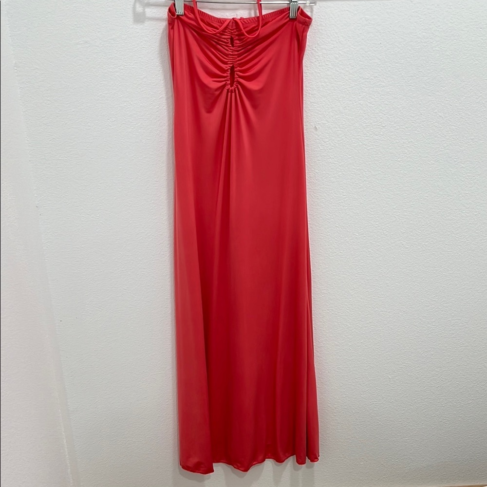 Sincerly Jules Red Midi Slip Dress with Ruched Detail for Night Out